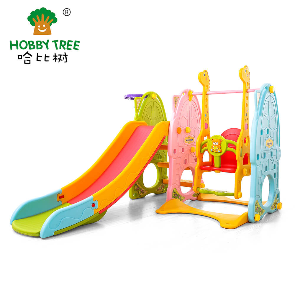 The most classic colorful family use children indoor slide with swing for sale  WM21B142