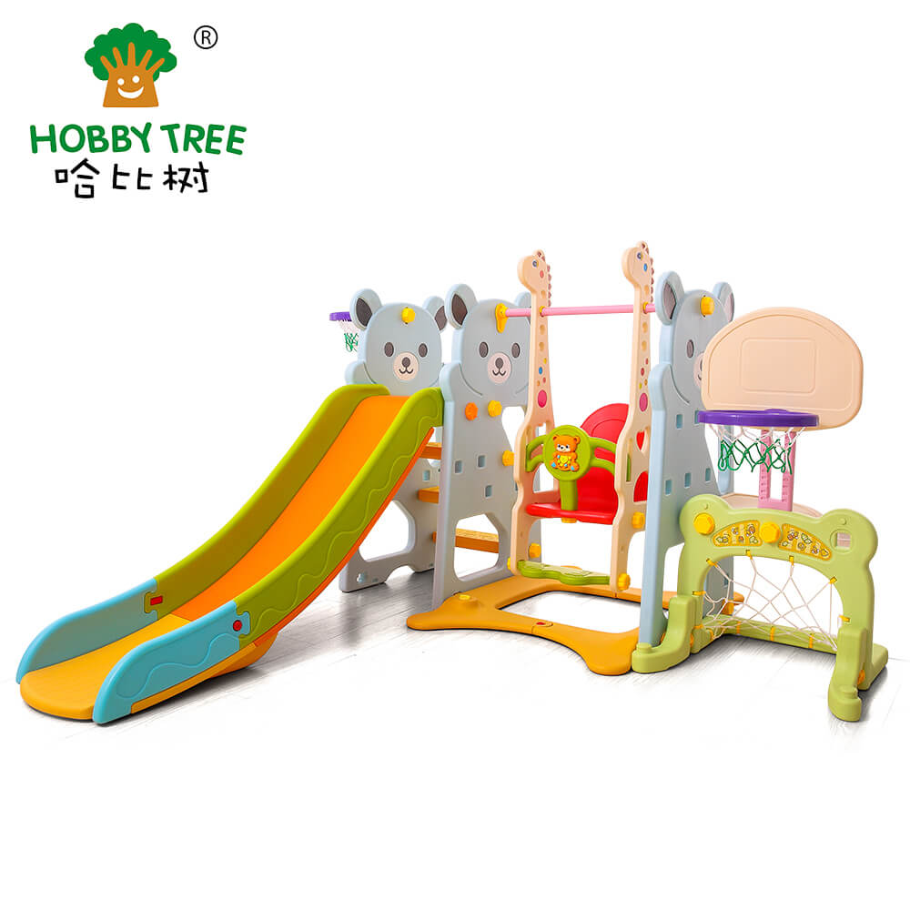 High quality indoor kids plastic slide and swing set for family use WM21B301