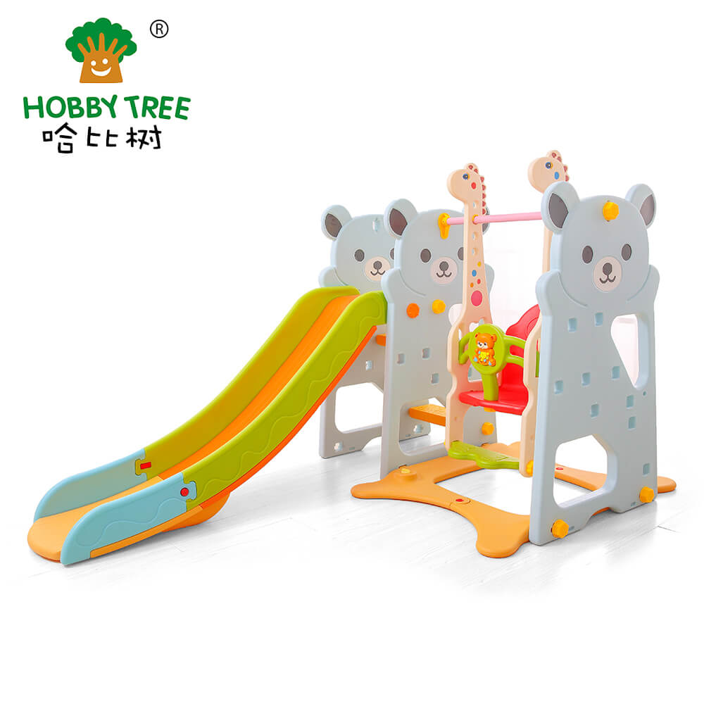 Hot selling dear theme indoor plastic children slide with swing set WM21B303