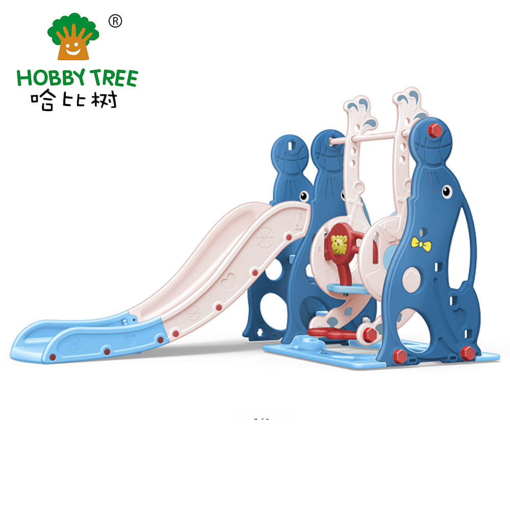 New Sea lion kids indoor plastic slide and swing set for toddler WM21B043