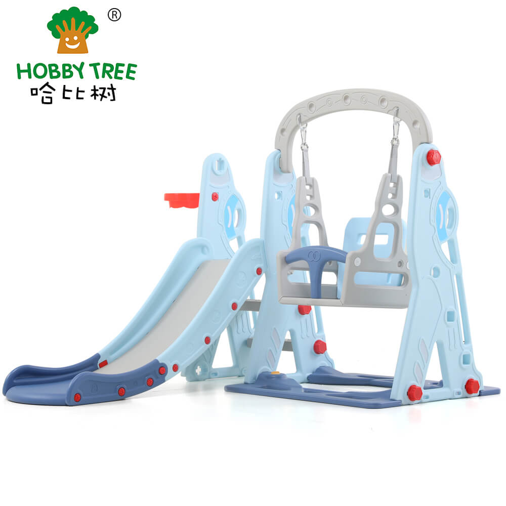 Aircraft theme indoor plastic kids slide and swing set WM21B271