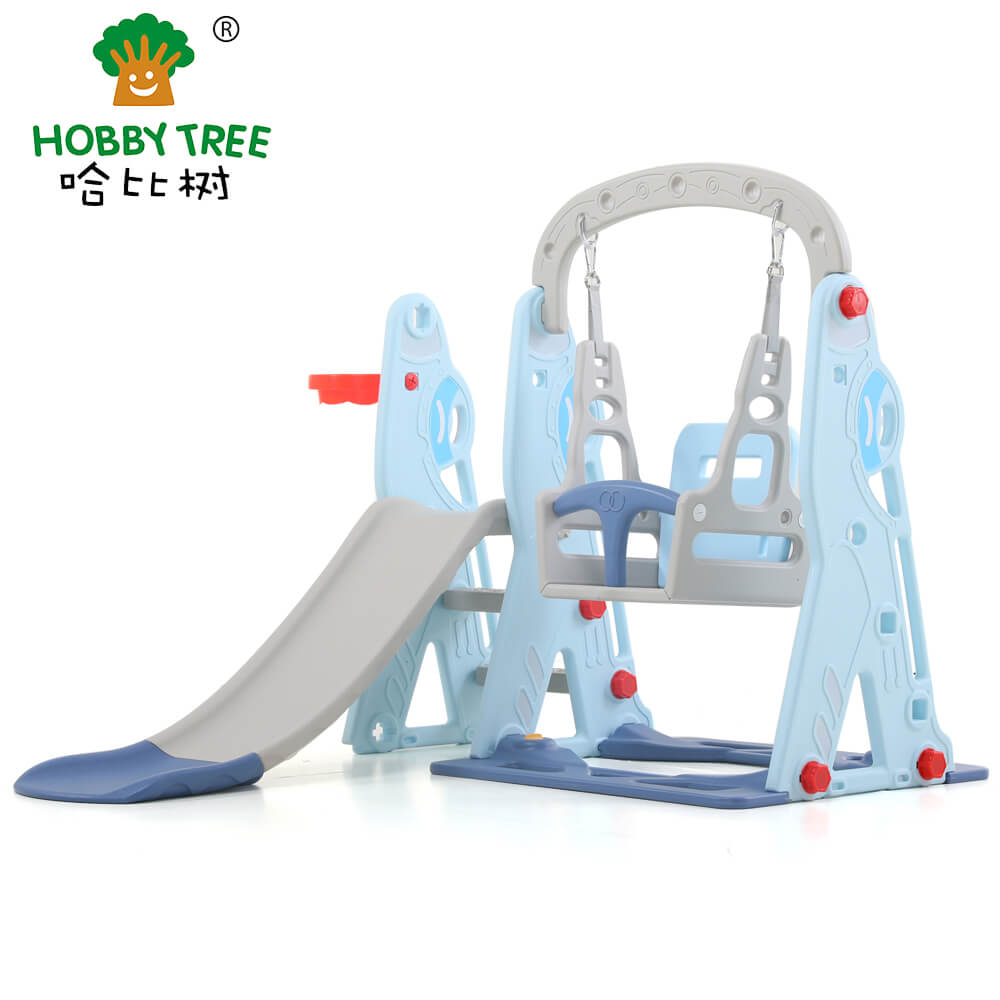 Aircraft theme indoor plastic kids slide and swing set WM21B272