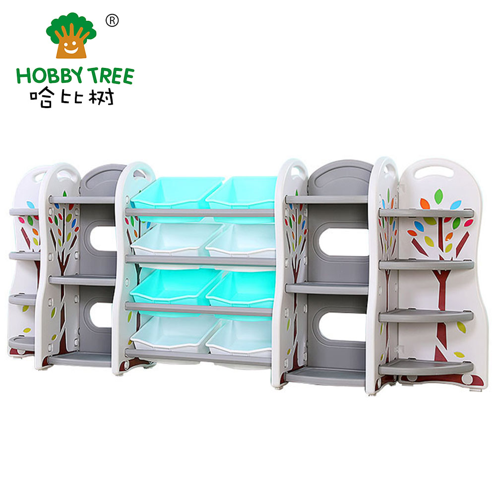 Hobby Tree hot selling kids indoor plastic book shelf and  toy cabinet for children room WM21E125
